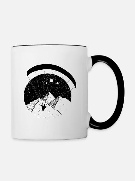 Sterne und Paraglider - Tasse zweifarbig - Weiß/Schwarz