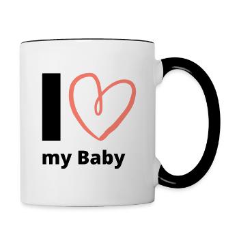 J’aime mon bébé - Baby Birth Heart Baby Love Baby - Mug contrasté - blanc/noir - Droite