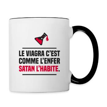 Viagra humour beauf jeux de mots beaufrerie - Mug contrasté - blanc/noir - Droite