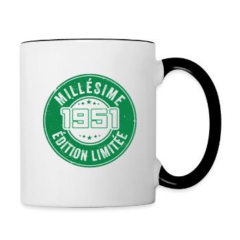 Millésime 1951 | édition limitée Anniversaire 1951 - Mug contrasté - blanc/noir - Droite