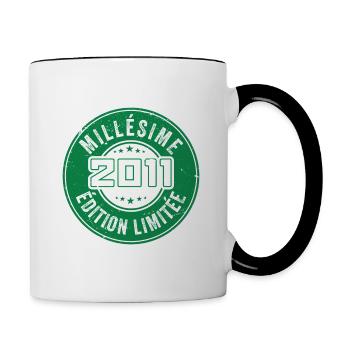 Millésime 2011 | édition limitée Anniversaire 2011 - Mug contrasté - blanc/noir - Droite