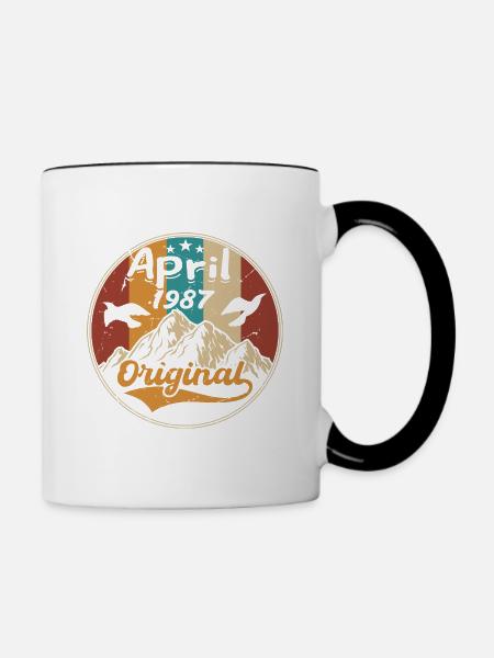 Jubiläum April 1987 | Geschenk April 1987 - Tasse zweifarbig - Weiß/Schwarz