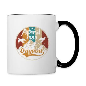 Jubiläum April 1983 | Geschenk April 1983 - Tasse zweifarbig - Weiß/Schwarz - Rechts
