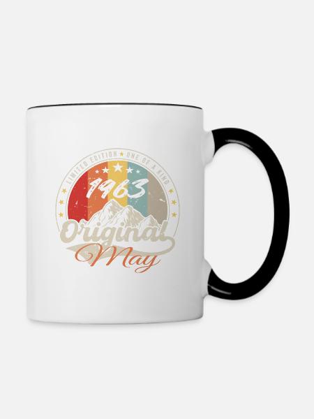 Mai 1963 | Anniversaire 1963 Vintage | May 1963 - Mug contrasté - blanc/noir