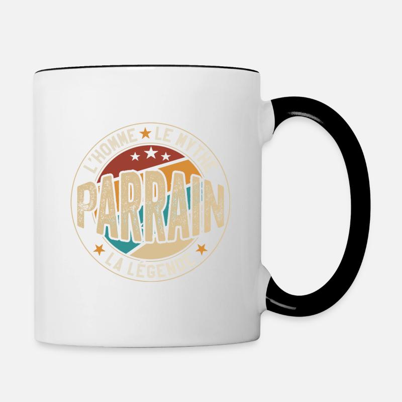 Parrain | Cadeau Parfait Pour Parrain - Mug contrasté - blanc/noir