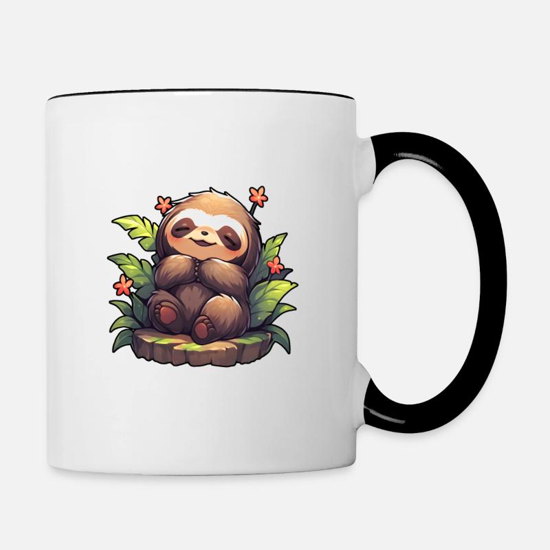 Faultier - Tasse zweifarbig - Weiß/Schwarz