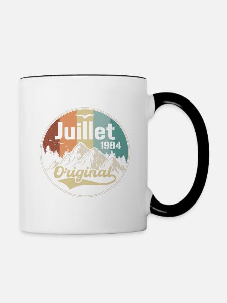 Juillet 1984 Anniversaire Juillet 1984 Juillet - Mug contrasté - blanc/noir