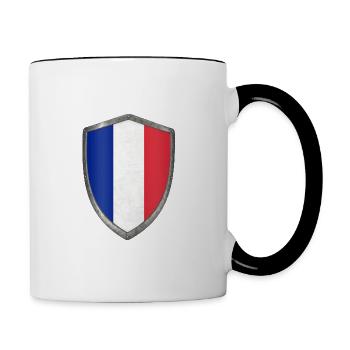 shield French flag France - Contrasting Mug - white/black - Right
