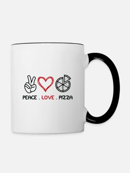 Frieden Liebe Pizza - Tasse zweifarbig - Weiß/Schwarz