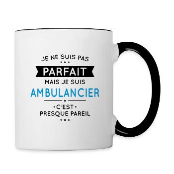 Je ne suis pas parfait mais je suis ambulancier - Mug contrasté - blanc/noir - Droite