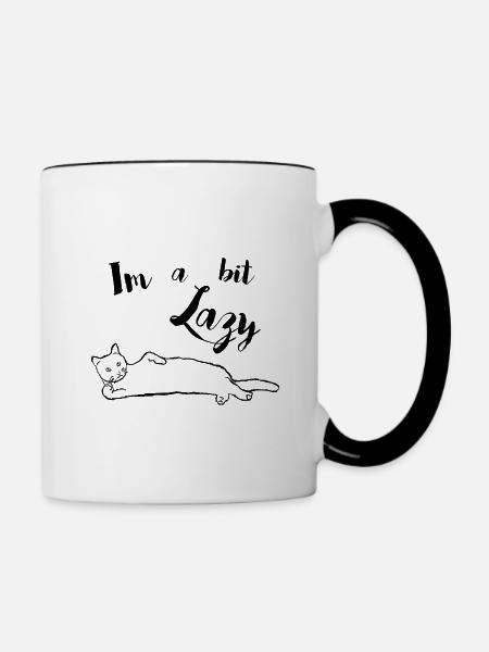 Lazy_Cat - Tasse zweifarbig - Weiß/Schwarz