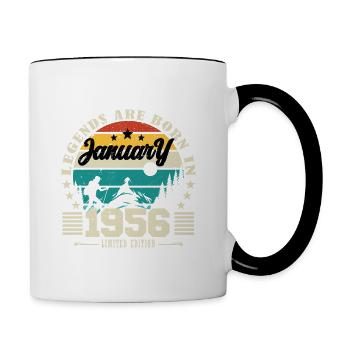 Januar 1956. Januar 1956 Geburtstagsgeschenk. - Tasse zweifarbig - Weiß/Schwarz - Rechts