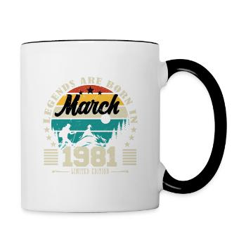 Mars 1981. Cadeau d'anniversaire mars 1981. - Mug contrasté - blanc/noir - Droite