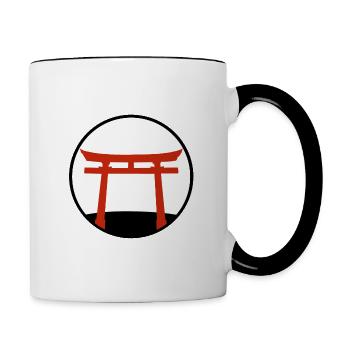 Red Torii Gate on Hill: Japan - Contrasting Mug - white/black - Right
