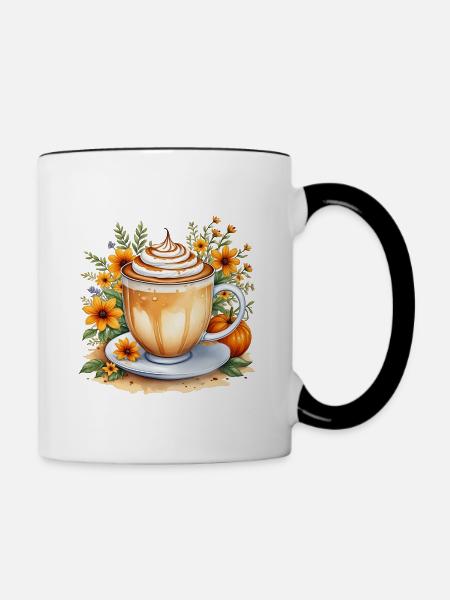 Kürbis-Latte - Tasse zweifarbig - Weiß/Schwarz