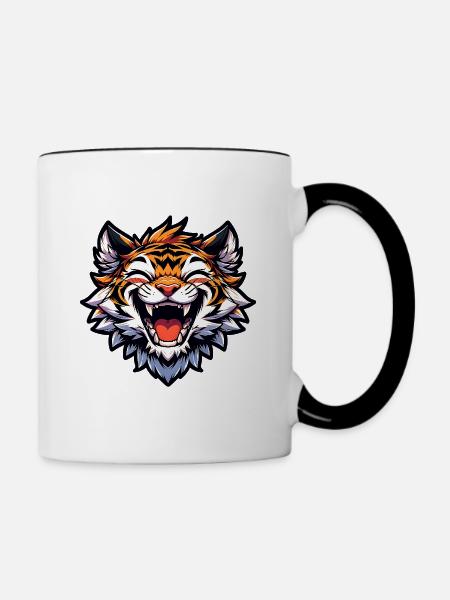 Lachender Baby Tiger - Tasse zweifarbig - Weiß/Schwarz