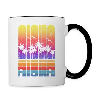Cool Vacation Aloha Seaside Palm Tree Nouveauté - Mug contrasté - blanc/noir - Droite