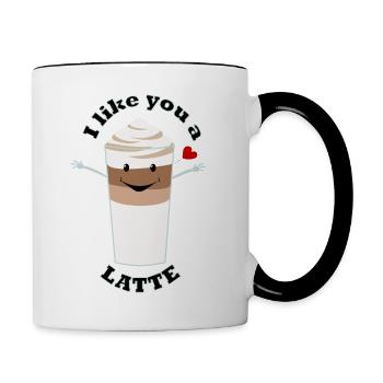 Saint-Valentin Cœur Géométrique Low Poly - Mug contrasté - blanc/noir - Droite