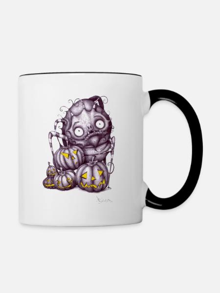 Halloween Kreatur - Tasse zweifarbig - Weiß/Schwarz