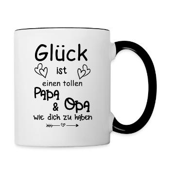 Glück ist Papa und Opa wie dich zu haben - Tasse zweifarbig - Weiß/Schwarz - Rechts