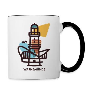 Warnemünde Smart Logo - Tasse zweifarbig - Weiß/Schwarz - Rechts