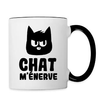 Chat m'énerve humeur - Mug contrasté - blanc/noir - Droite