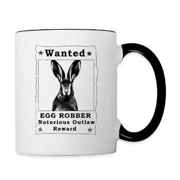Osterhase Gesucht Mugshot Polizei Ostern - Tasse zweifarbig - Weiß/Schwarz - Rechts