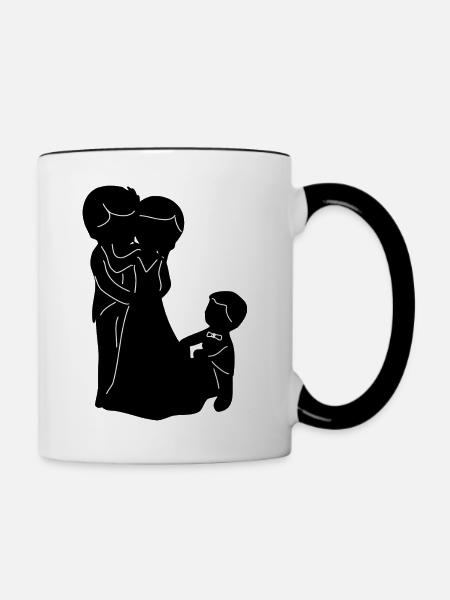 Brautpaar mit Kind Junge - Tasse zweifarbig - Weiß/Schwarz