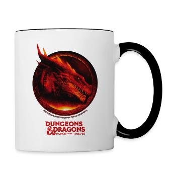 Dungeons & Dragons DND Roter Drachenkopf - Tasse zweifarbig - Weiß/Schwarz - Rechts