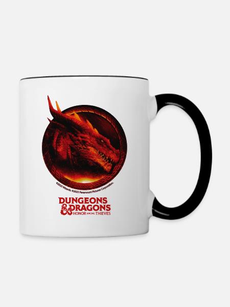 Dungeons & Dragons DND Roter Drachenkopf - Tasse zweifarbig - Weiß/Schwarz