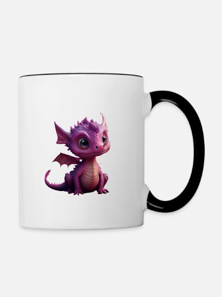 Kleiner Süßer Drache 3 - Tasse zweifarbig - Weiß/Schwarz