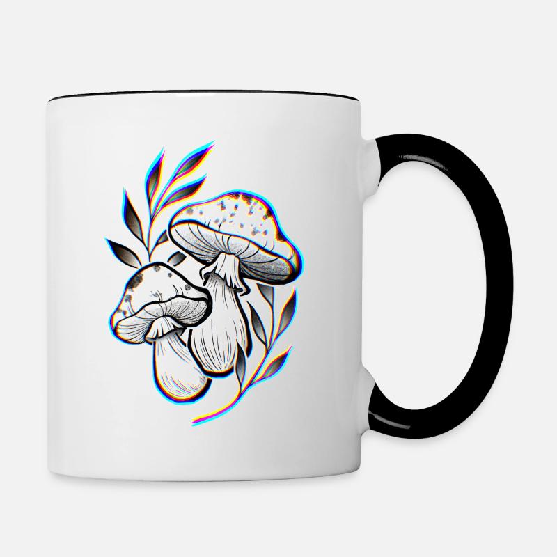 Champignons psychédéliques - Mug contrasté - blanc/noir