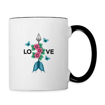 Love - Tasse zweifarbig - Weiß/Schwarz - Rechts
