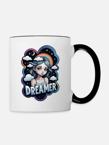 Träumer - Träumer - Träumer - Traum - Träumerei - Tasse zweifarbig - Weiß/Schwarz