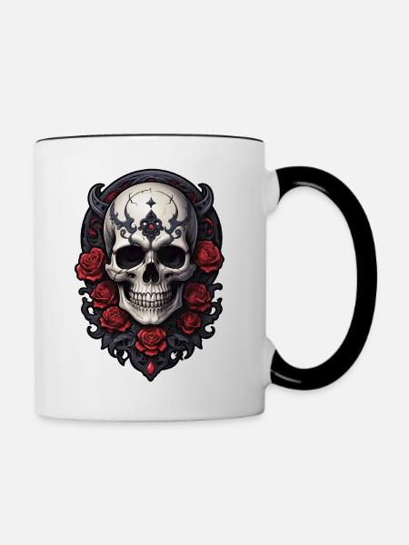 Skull - Tasse zweifarbig - Weiß/Schwarz