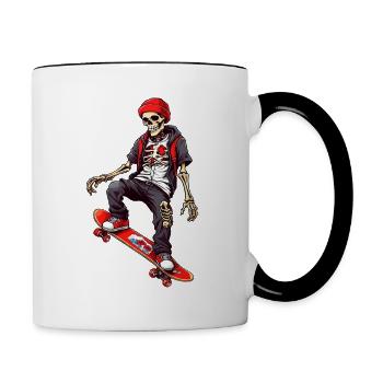 Skateboard Squelette - Mug contrasté - blanc/noir - Droite