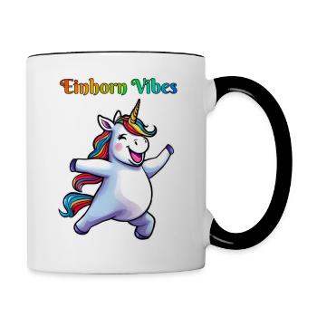 Tanzendes Einhorn Vibes - Tasse zweifarbig - Weiß/Schwarz - Rechts