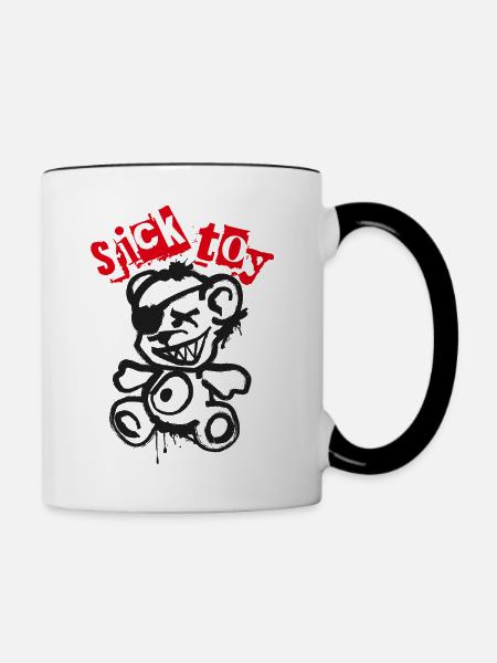 Sick Toy Teddy - Tasse zweifarbig - Weiß/Schwarz