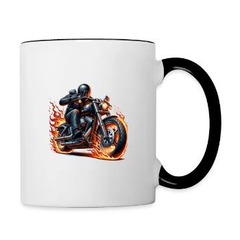 Burn out statt Burn Fett Motorrad Biker - Tasse zweifarbig - Weiß/Schwarz - Rechts
