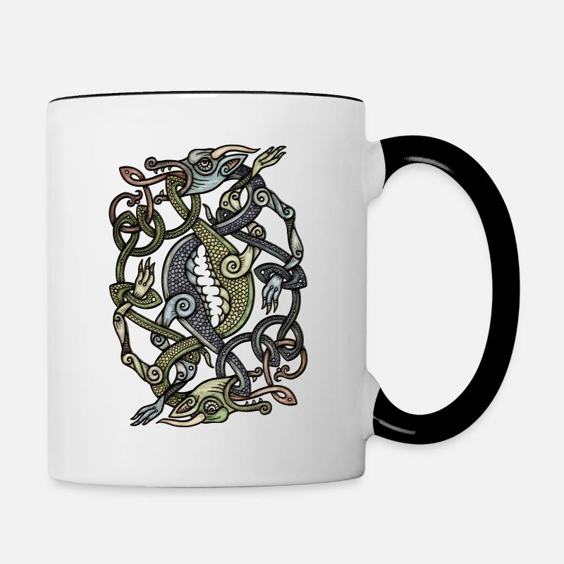 Wikinger Drachen - Tasse zweifarbig - Weiß/Schwarz