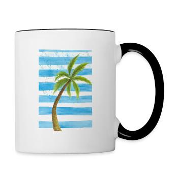 Palmen und Strandfeeling - Tasse zweifarbig - Weiß/Schwarz - Rechts