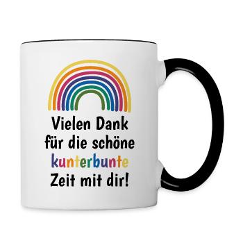 Kindergarten Abschiedsgeschenk für die Erzieherin - Tasse zweifarbig - Weiß/Schwarz - Rechts
