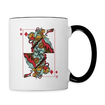 Eagle Steampunk Card Game Karo King Poker - Contrasting Mug - white/black - Right