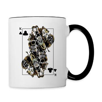 Panther Steampunk Jeu de Cartes Clubs Roi Poker - Mug contrasté - blanc/noir - Droite