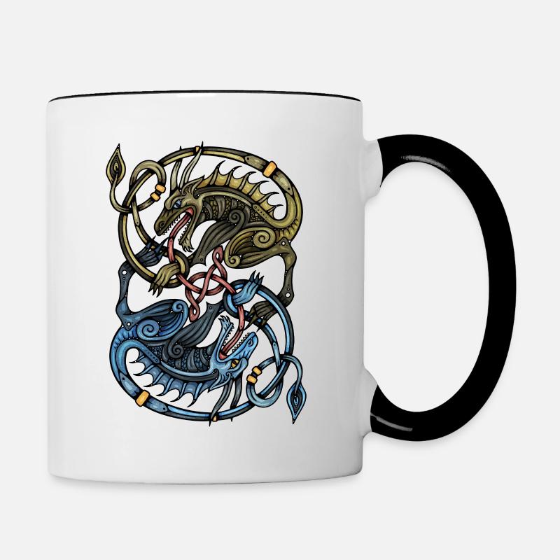 Wikinger Drachen - Tasse zweifarbig - Weiß/Schwarz