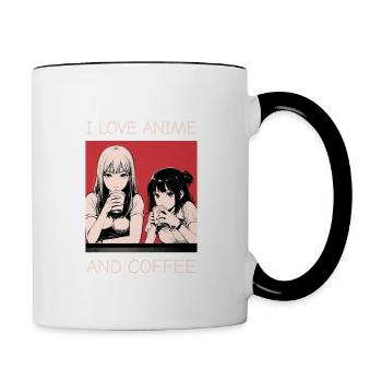 I love anime and coffee - manga style. - Contrasting Mug - white/black - Right