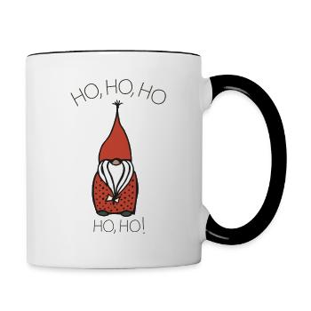 Gnomin de Noël Ho, ho, ho en rouge - Mug contrasté - blanc/noir - Droite