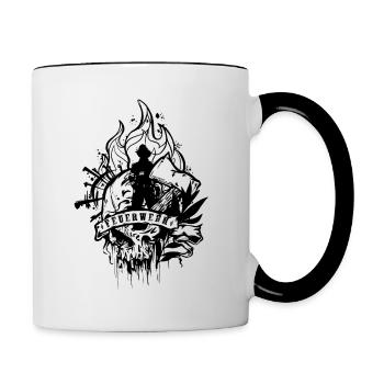 Fire Brigade Flames Skull Firefighter - Contrasting Mug - white/black - Right