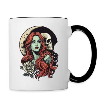 Düstere Romantik - Tasse zweifarbig - Weiß/Schwarz - Rechts