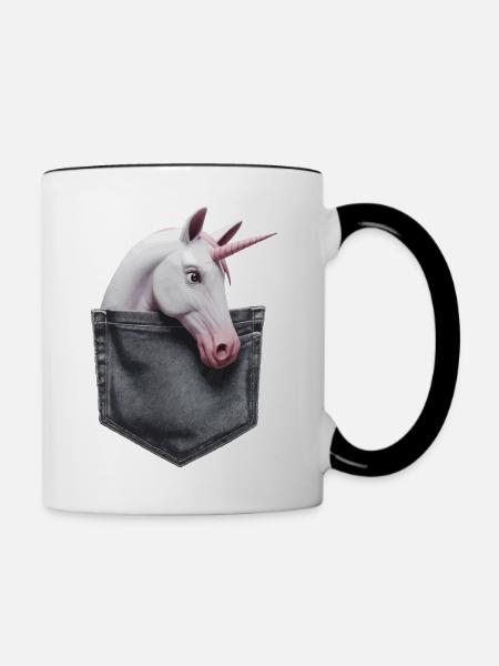 Einhorn - Tasse zweifarbig - Weiß/Schwarz
